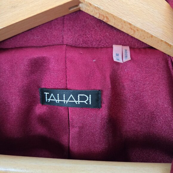 Tahari Burgundy Wool Coat 3/4 Length SZ M - Picture 4 of 5